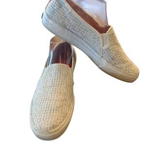 Keds Women’s Size 9.5 Slip On Sneakers in a White & Gold Bouclé Cloth